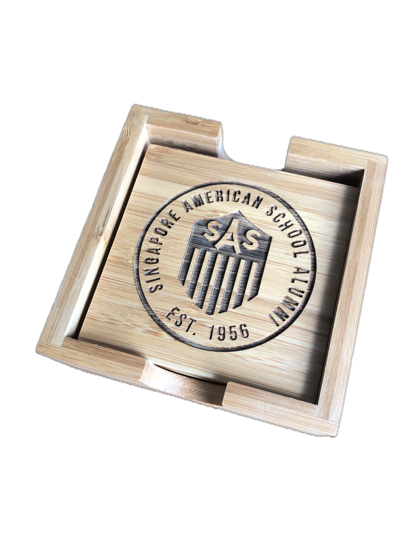 Etched Bamboo SAS Alumni 4-Coaster Set
