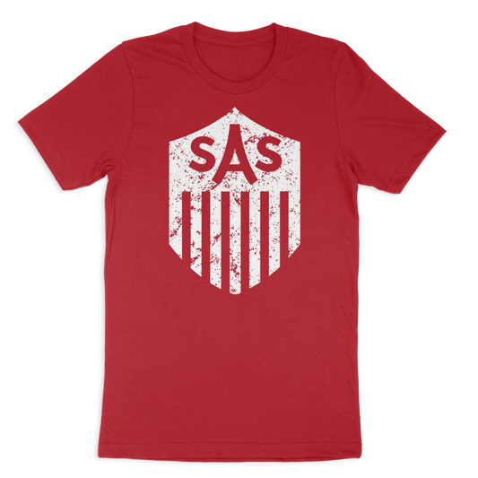 SAS Distressed White Shield Tee