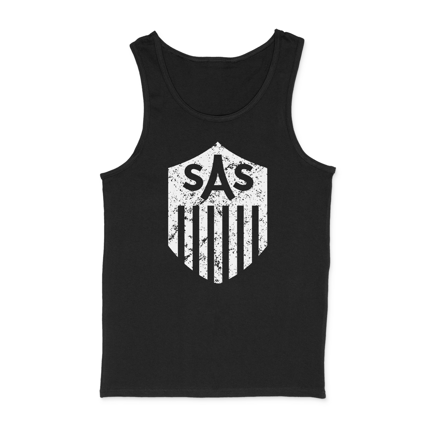 SAS Distressed White Shield Tank Top