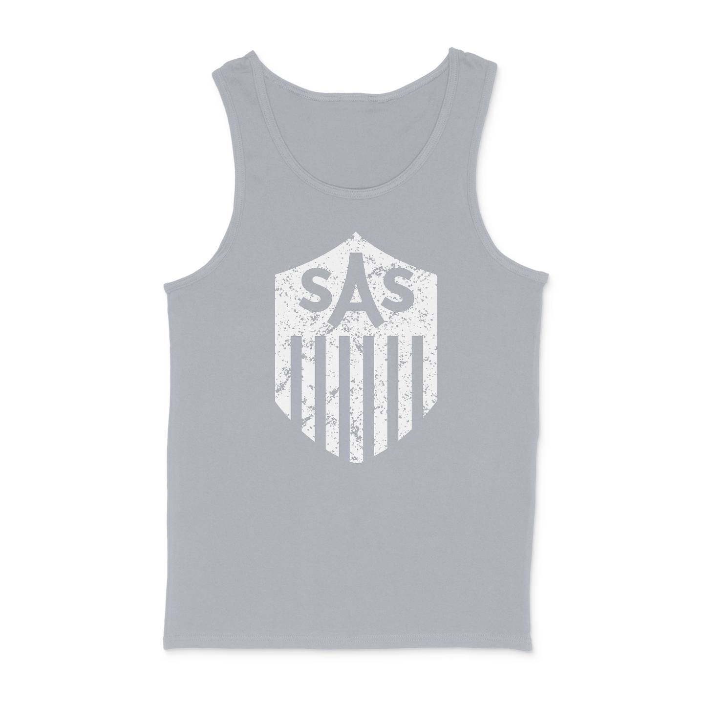SAS Distressed White Shield Tank Top