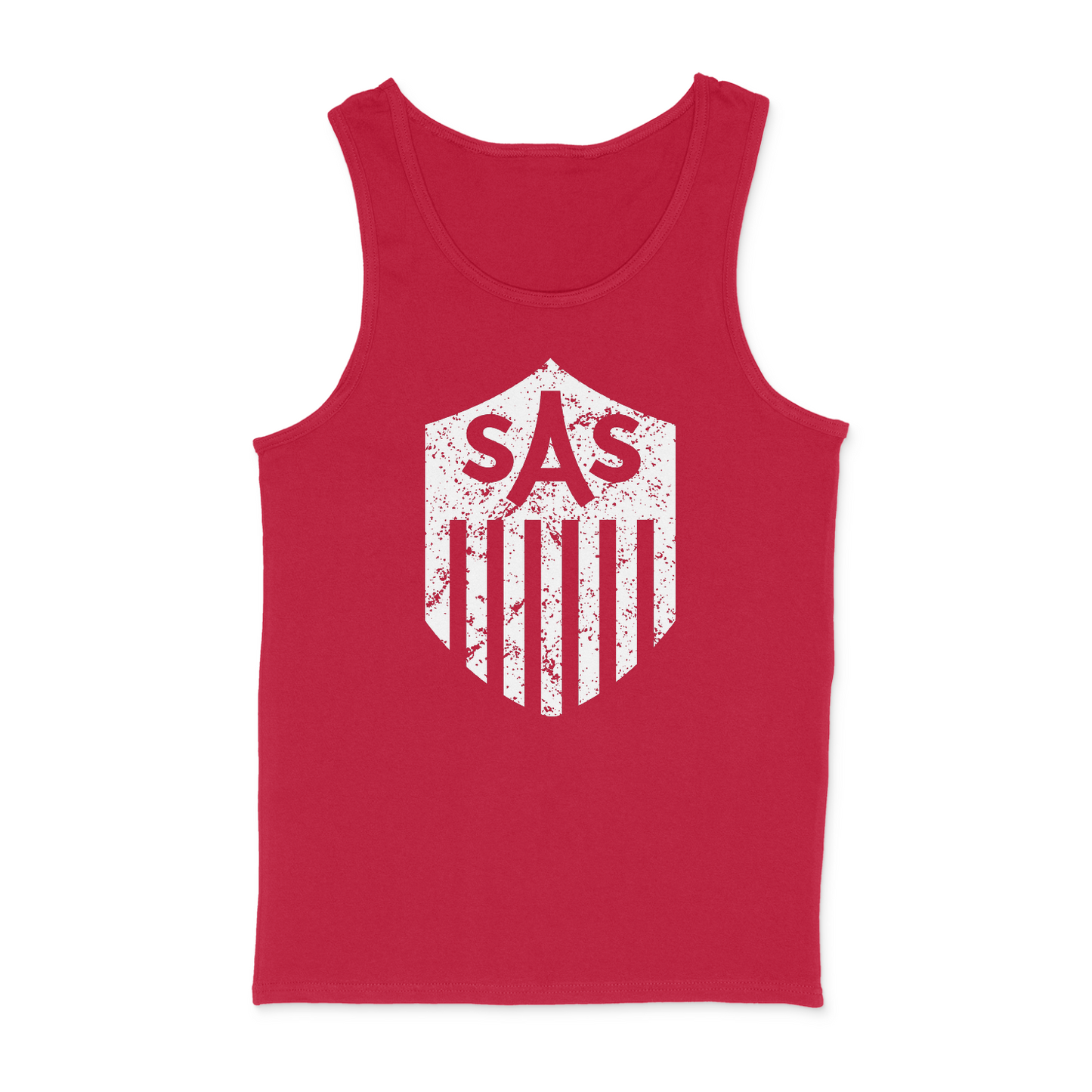 SAS Distressed White Shield Tank Top