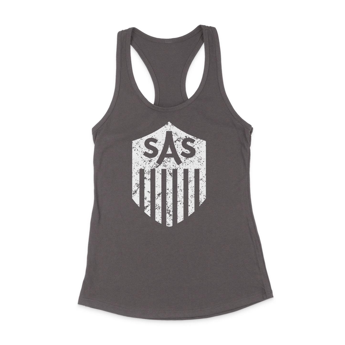 SAS Distressed White Shield Tank Top