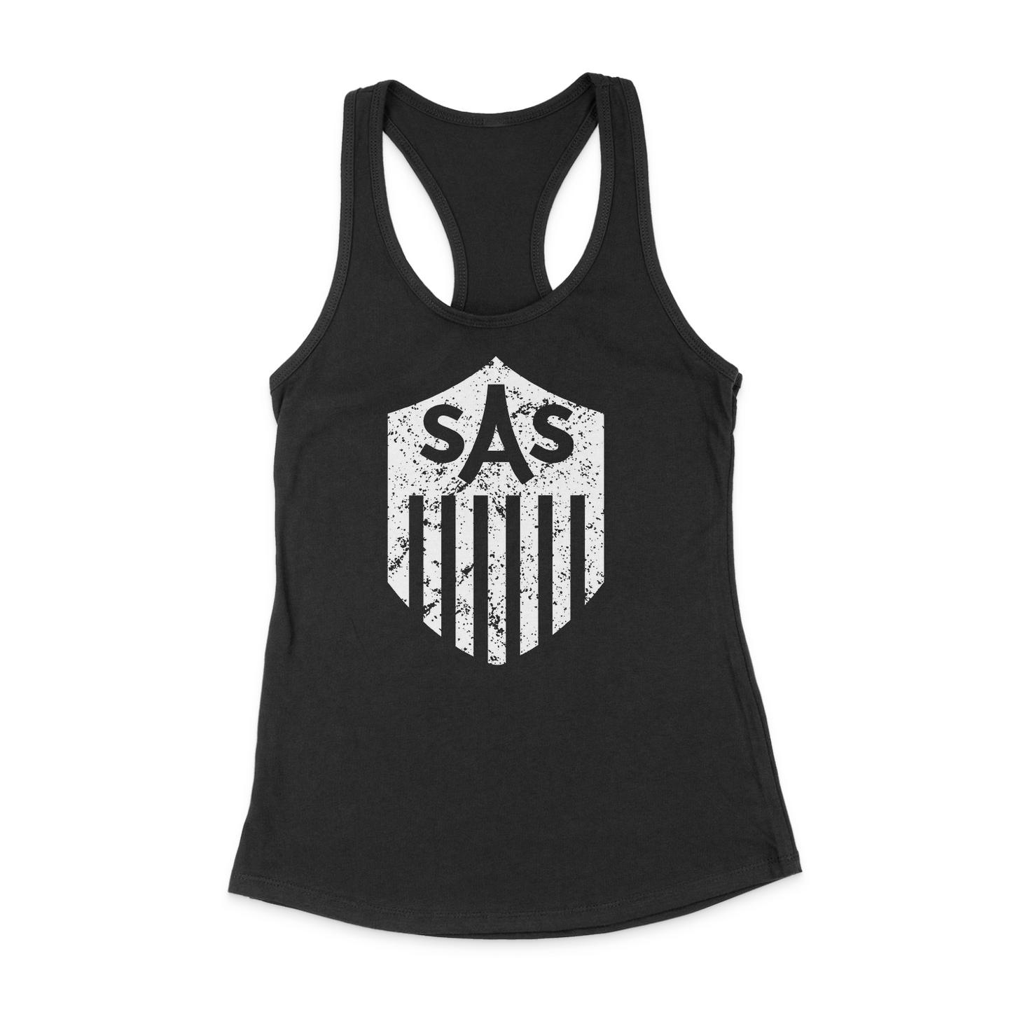 SAS Distressed White Shield Tank Top