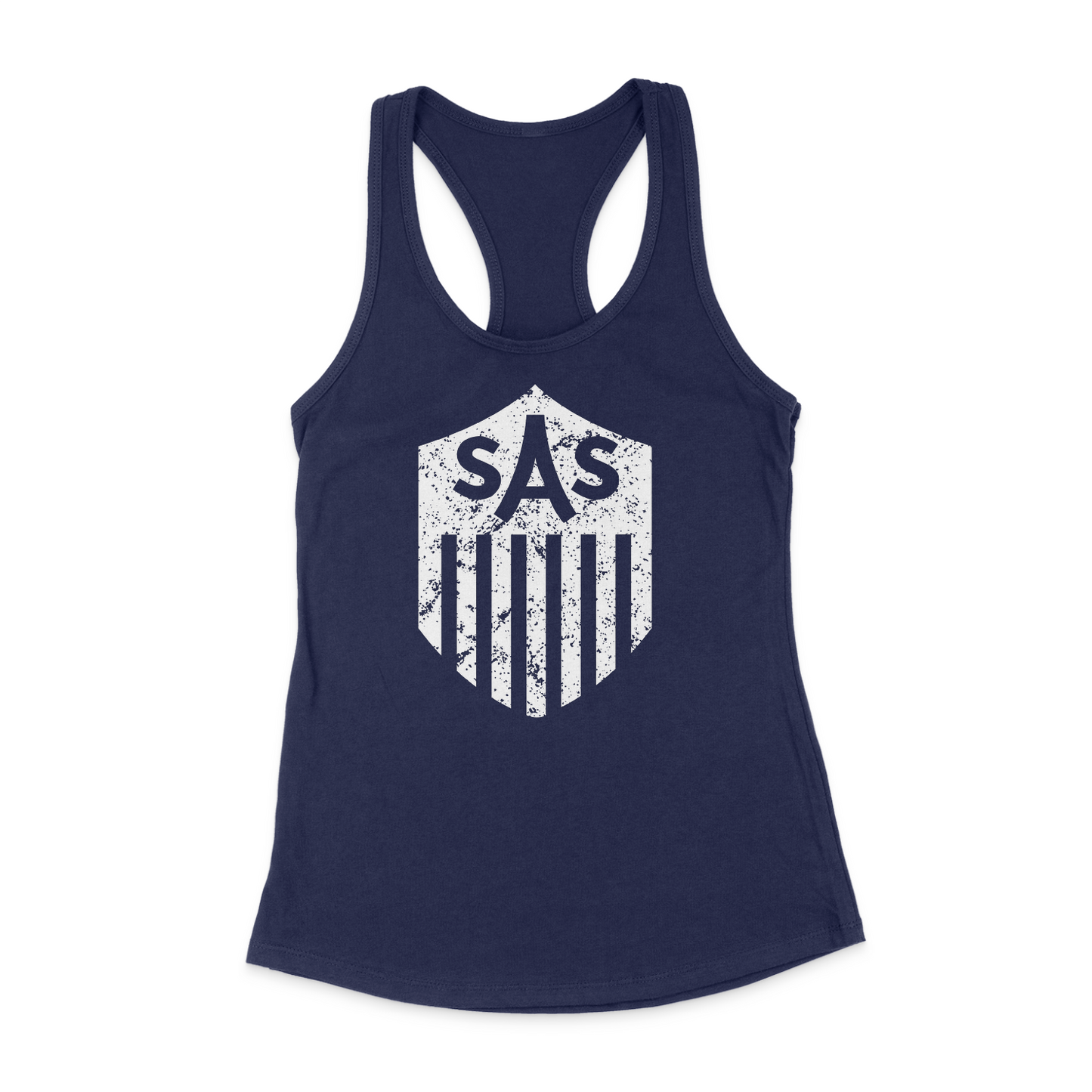SAS Distressed White Shield Tank Top