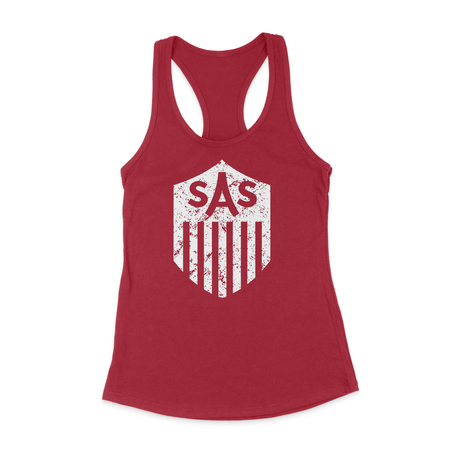 SAS Distressed White Shield Tank Top