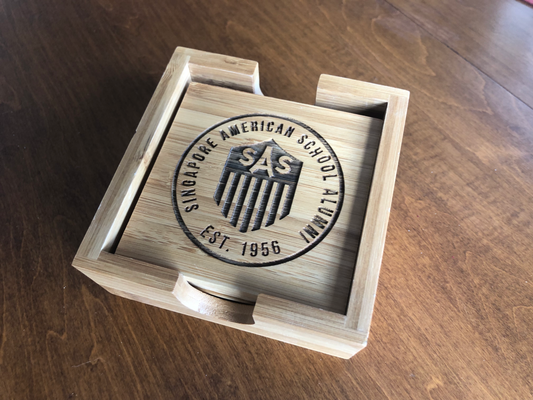 Etched Bamboo SAS Alumni 4-Coaster Set
