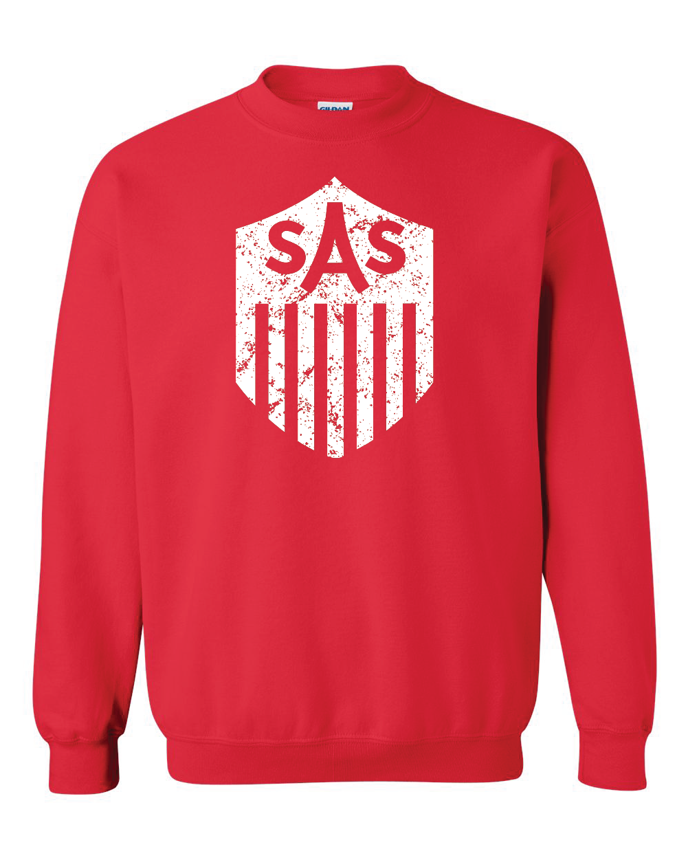 SAS Distressed White Shield Crewneck Sweatshirt