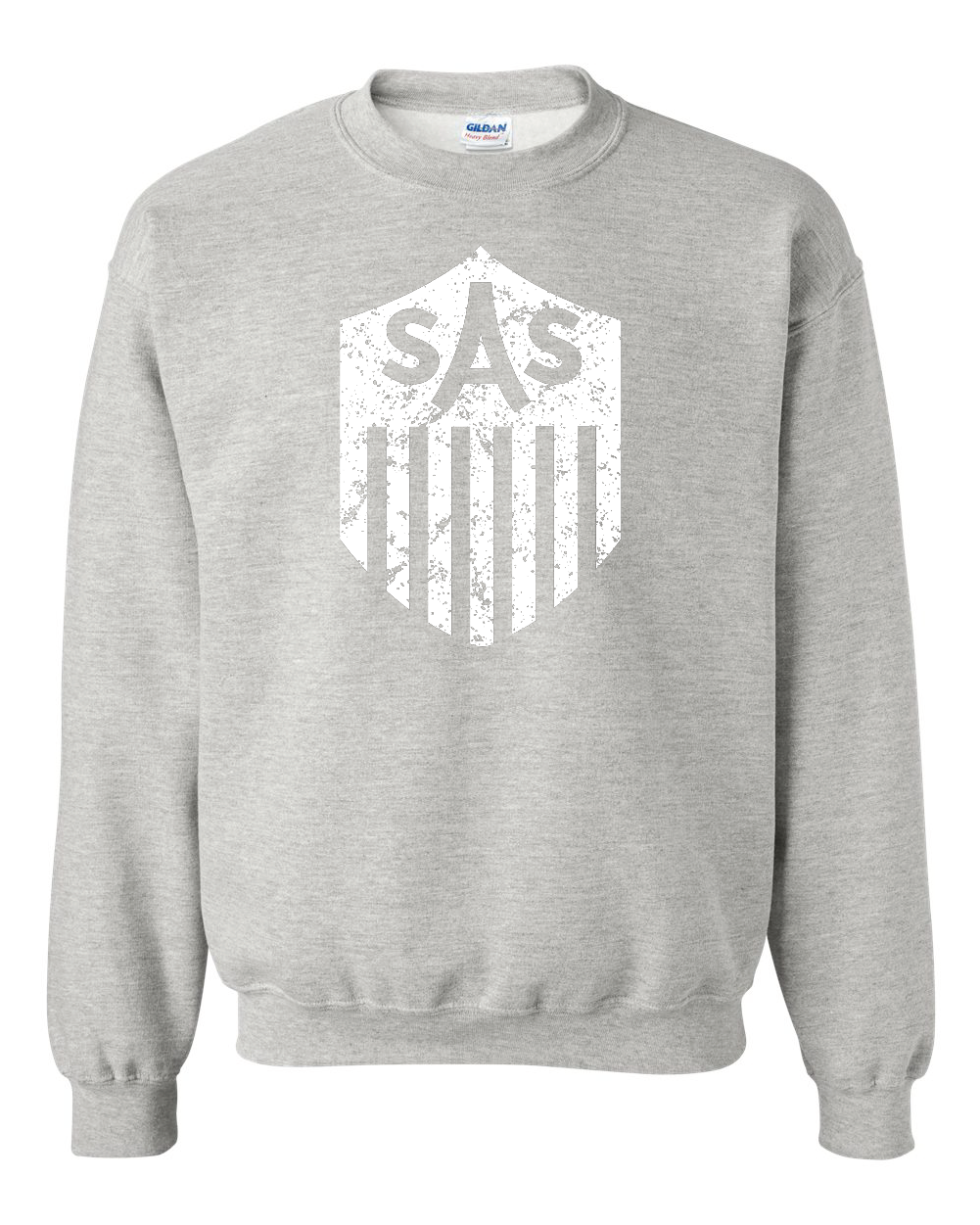 SAS Distressed White Shield Crewneck Sweatshirt