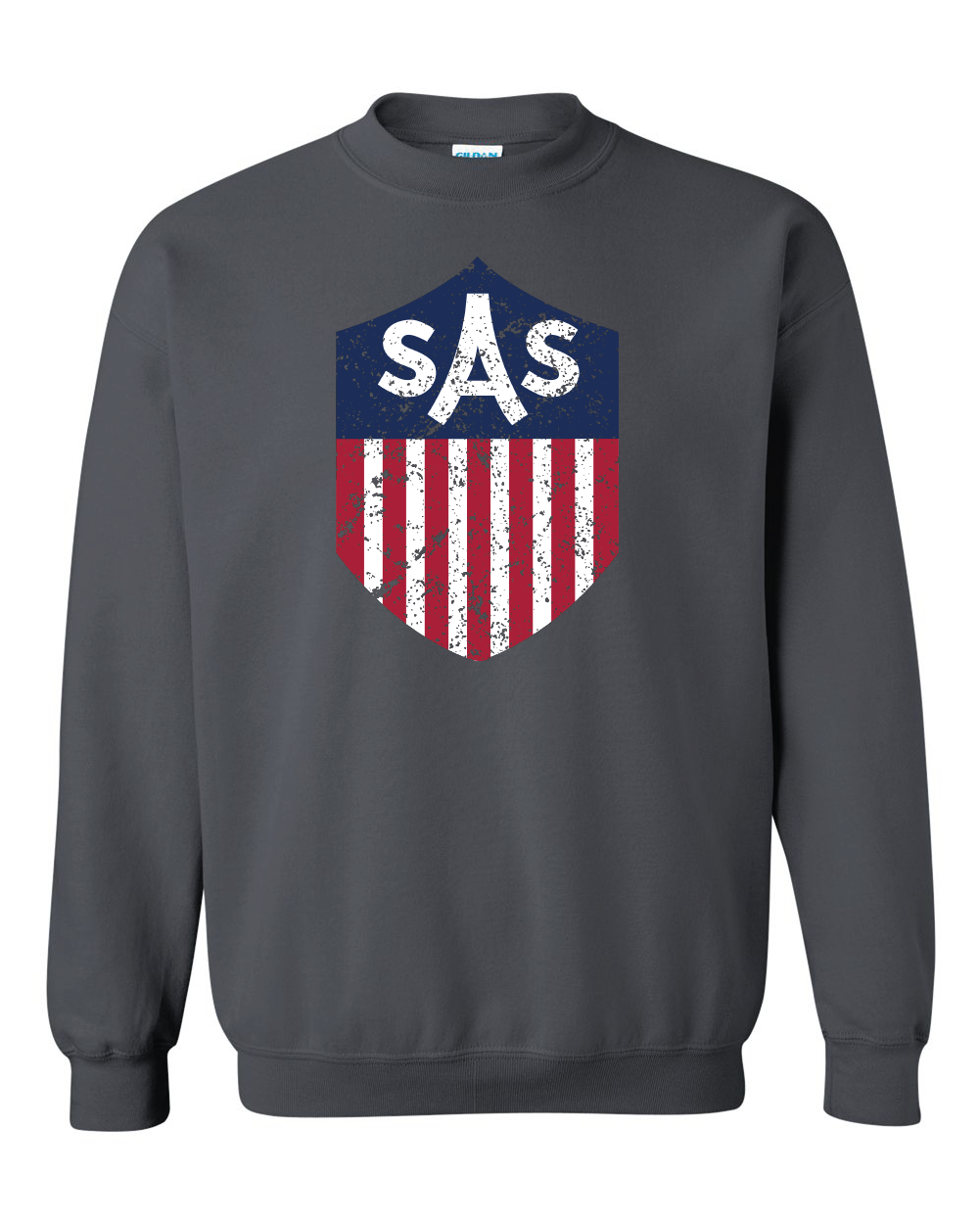 SAS Distressed Color Shield Crewneck Sweatshirt