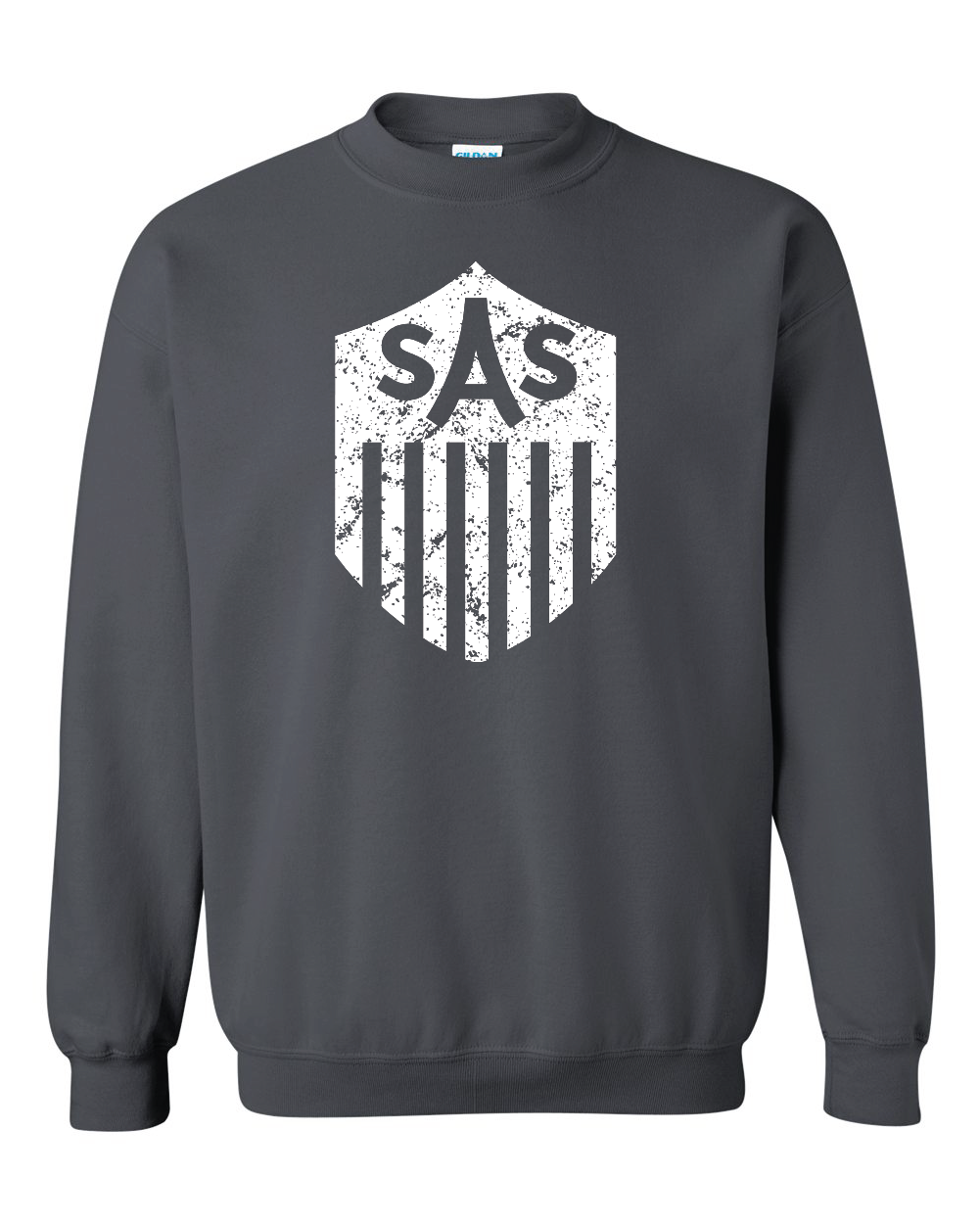 SAS Distressed White Shield Crewneck Sweatshirt