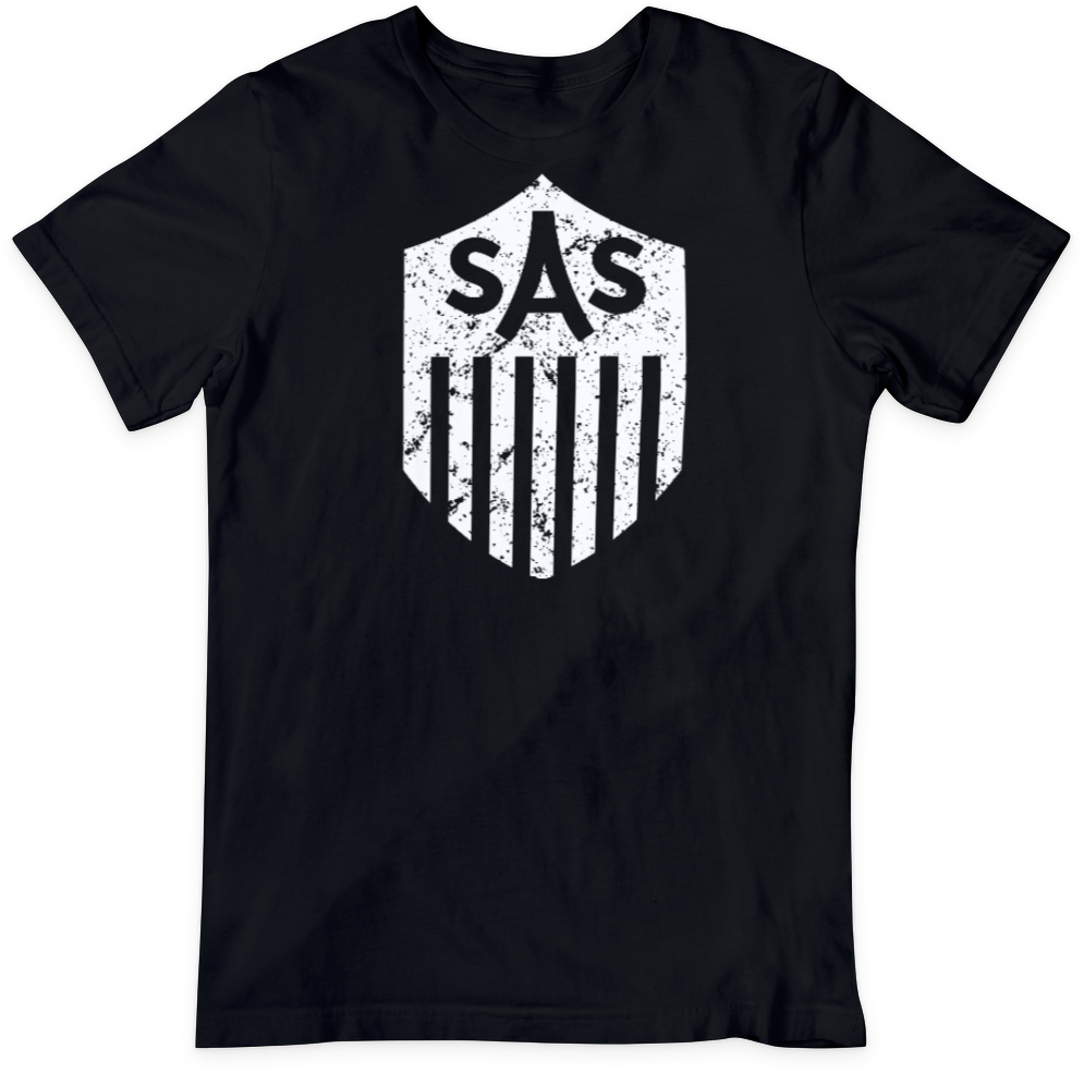 SAS Distressed White Shield Tee