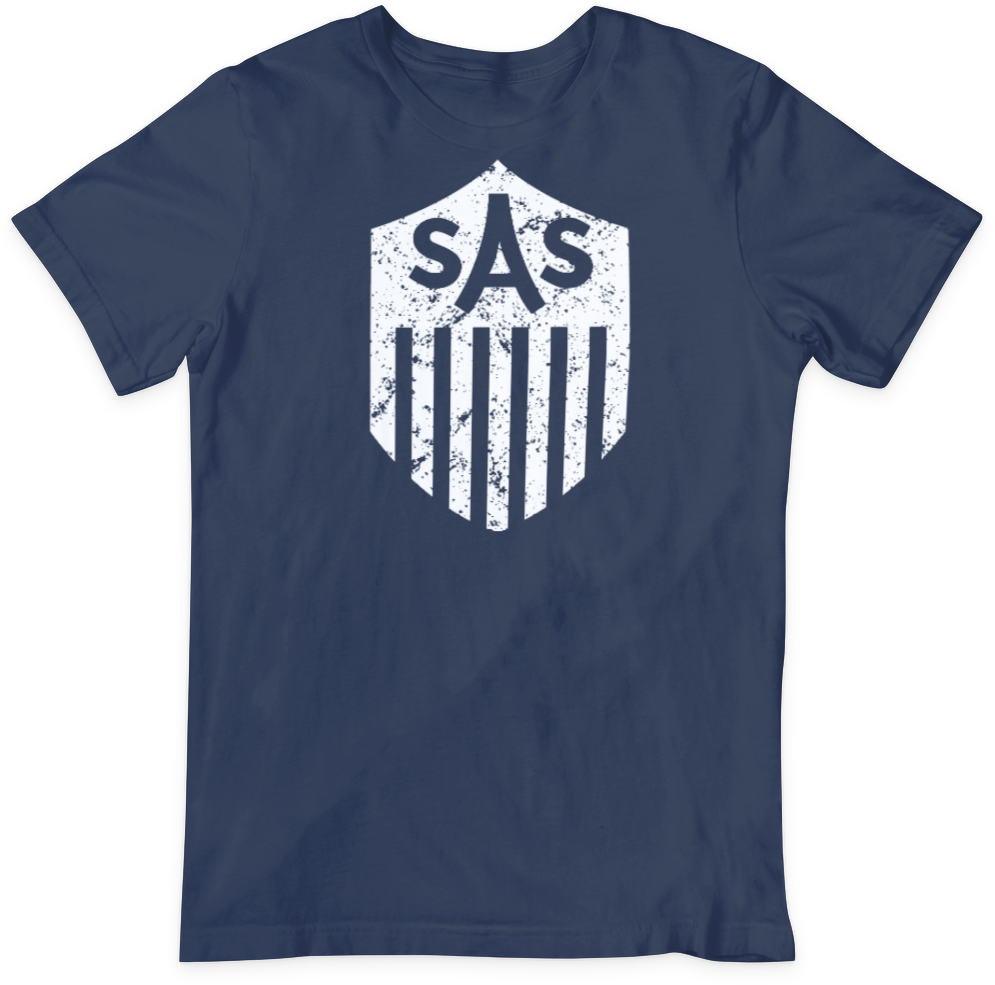 SAS Distressed White Shield Tee