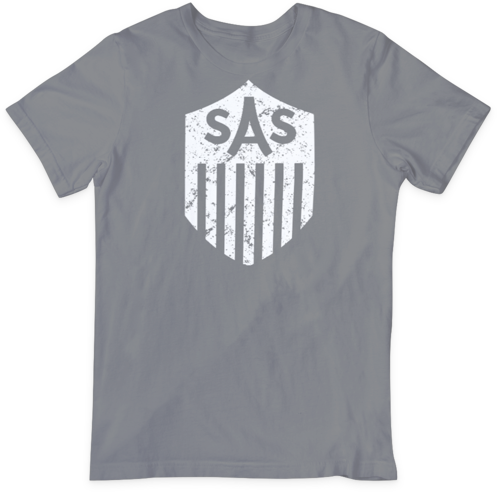 SAS Distressed White Shield Tee