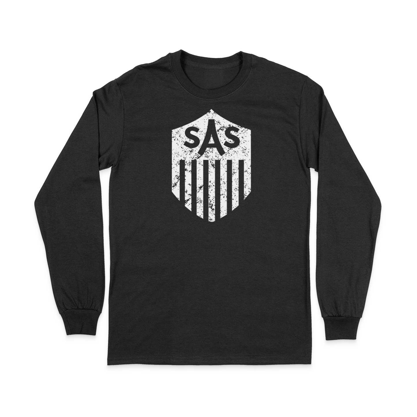 SAS Distressed White Shield Long Sleeve Tee