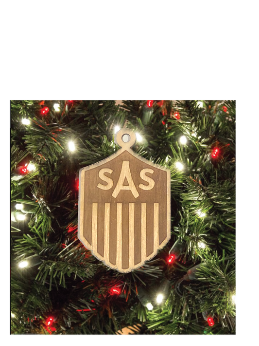 Hand-Etched, Wood SAS Ornament