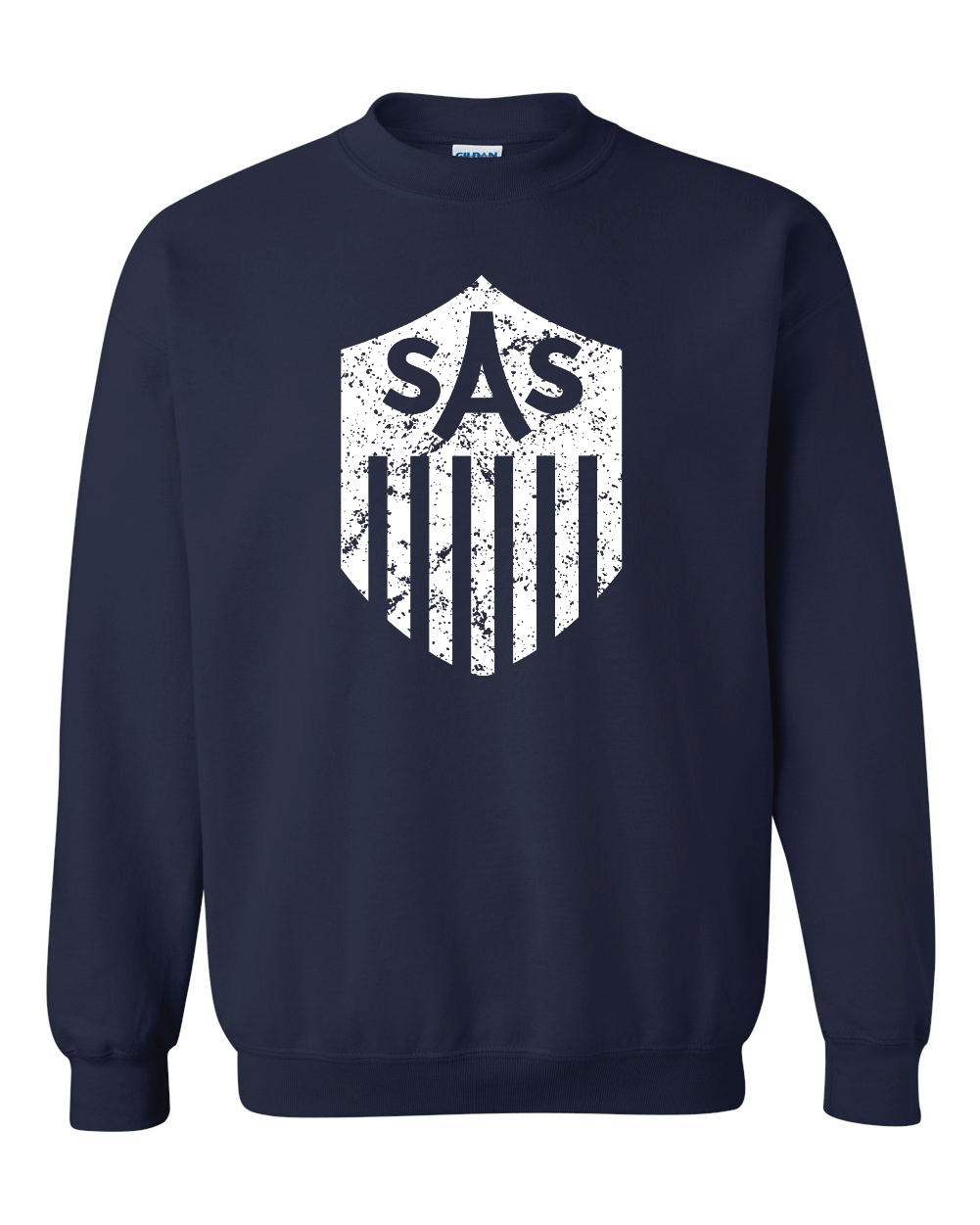 SAS Distressed White Shield Crewneck Sweatshirt